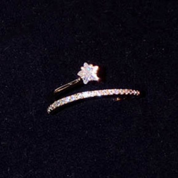NEW ROSE GOLD PLATED DIAMOND STAR RESIZABLE RING - Picture 2 of 9